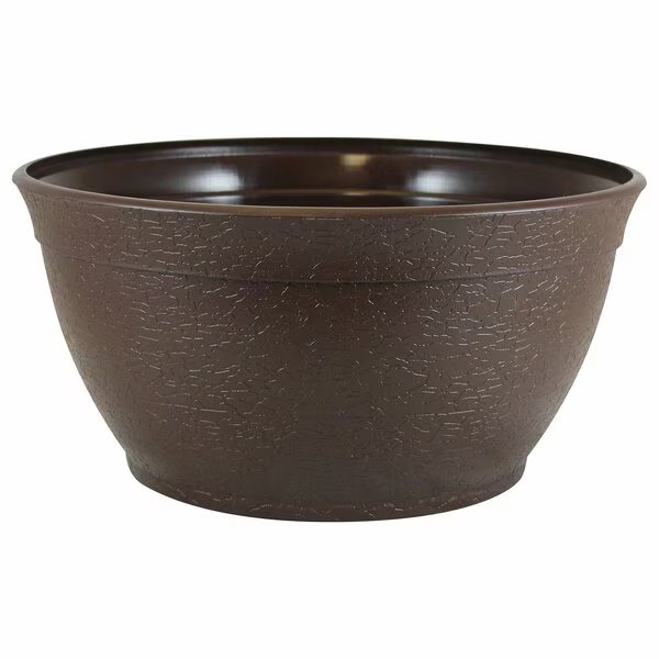 14in Porch Planter, Textured Flower Pot and Herb Garden, Brown, Emsco Group, Mfr#: 2395-1